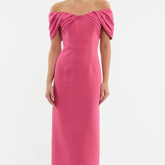 Rebecca Vallance Anais Off Shoulder Midi Dress  - Size 6 - Picture 1 of 5